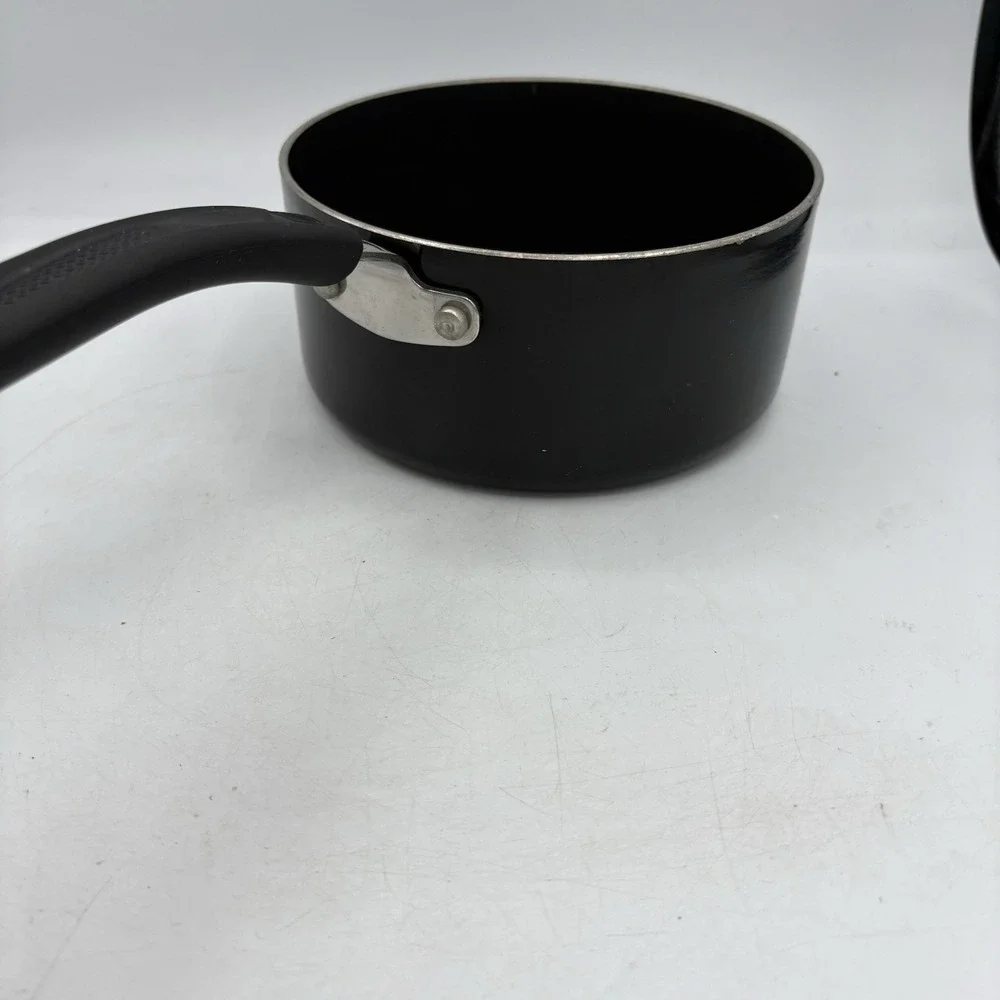 Guy‎ Fieri Saucepan Pot 1.5 Quart 1.4 L w Glass Lid Black Non Stick
